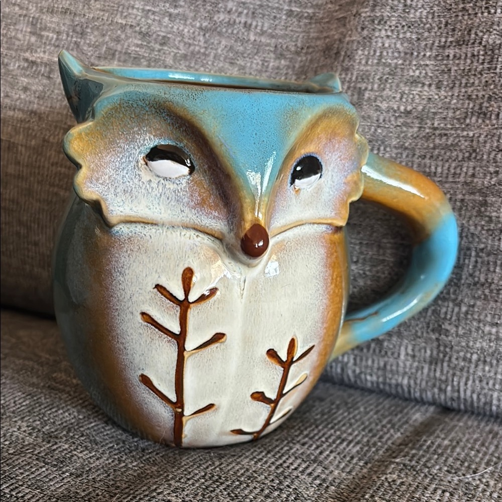 Gibson Owl Stoneware Mug – Blue/Brown Finish